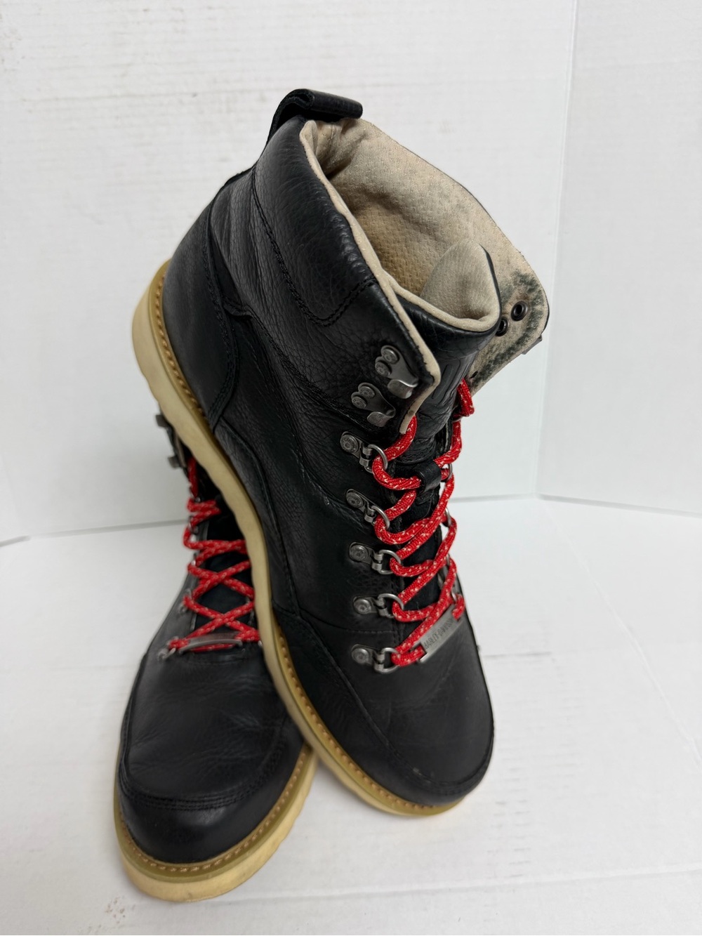Harley Davidson Men's Salter Black Leather Motorcycle Boots D93647 Size 12 Guc View 3